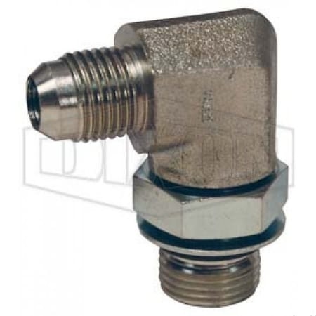 Dixon Hydraulic Elbow/adapter, 7/16-20 x 1/4-19 Nominal, 37Deg Male JIC Flare x Male BSPP, Carbon Steel, Dom B3801-4-4